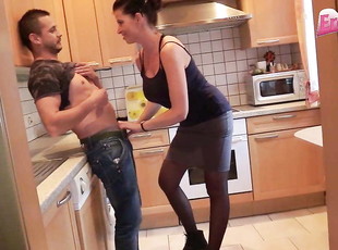 German mature amateur milf with big tits gets fucked in the kitchen