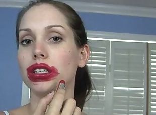 Weird lipstick but hot footjob